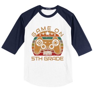 Game On 5th Grade First Day Gamer Gift Back To School Baseball Sleeve Shirt