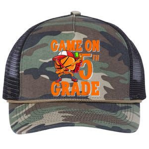 Game On 5th Grade Basketball Dabbing Retro Player Retro Rope Trucker Hat Cap