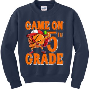 Game On 5th Grade Basketball Dabbing Retro Player Kids Sweatshirt