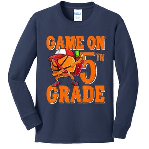 Game On 5th Grade Basketball Dabbing Retro Player Kids Long Sleeve Shirt