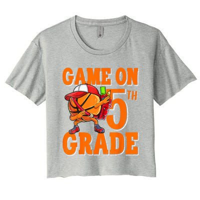 Game On 5th Grade Basketball Dabbing Retro Player Women's Crop Top Tee