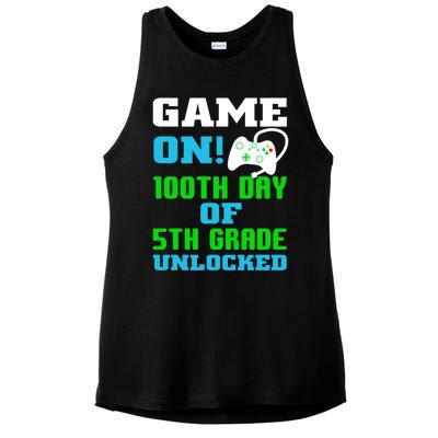 Game On 5Th Grade Unlocked Video Game Lover 100Th Days Funny Gift Ladies PosiCharge Tri-Blend Wicking Tank