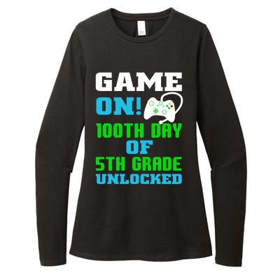 Game On 5Th Grade Unlocked Video Game Lover 100Th Days Funny Gift Womens CVC Long Sleeve Shirt