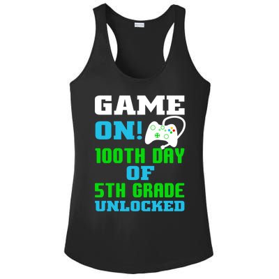 Game On 5Th Grade Unlocked Video Game Lover 100Th Days Funny Gift Ladies PosiCharge Competitor Racerback Tank