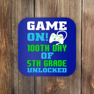 Game On 5Th Grade Unlocked Video Game Lover 100Th Days Funny Gift Coaster