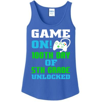 Game On 5Th Grade Unlocked Video Game Lover 100Th Days Funny Gift Ladies Essential Tank