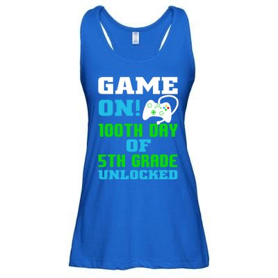 Game On 5Th Grade Unlocked Video Game Lover 100Th Days Funny Gift Ladies Essential Flowy Tank