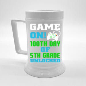 Game On 5Th Grade Unlocked Video Game Lover 100Th Days Funny Gift Beer Stein