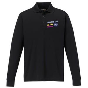 Game On 5Th Grade Back To School Gift Gamer Student Gift Performance Long Sleeve Polo