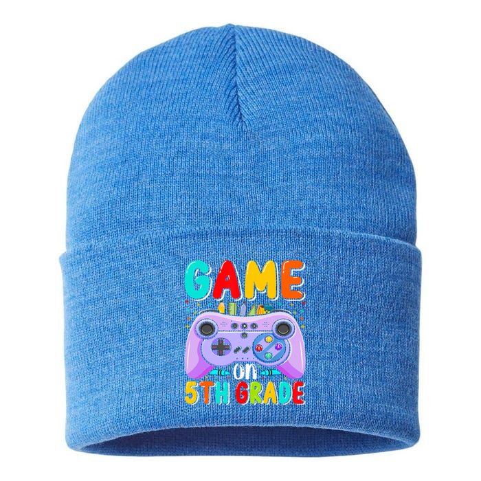 Game On 5Th Grade First Day Of 5Th Grade Back To Gift Sustainable Knit Beanie