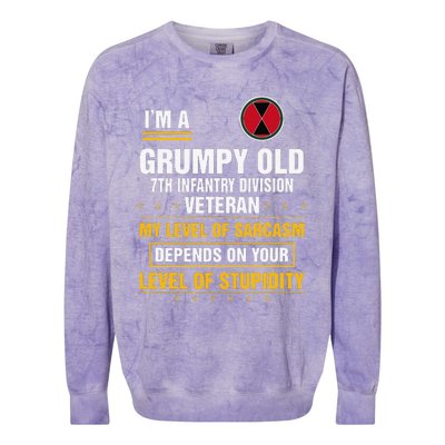 Grumpy Old 7th Infantry Division Veteran Father Day Colorblast Crewneck Sweatshirt