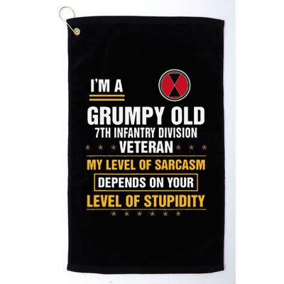 Grumpy Old 7th Infantry Division Veteran Father Day Platinum Collection Golf Towel