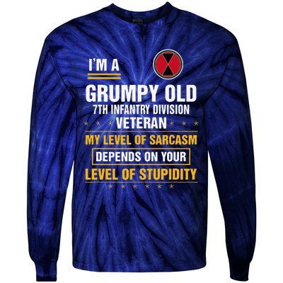 Grumpy Old 7th Infantry Division Veteran Father Day Tie-Dye Long Sleeve Shirt