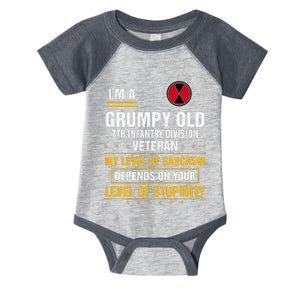 Grumpy Old 7th Infantry Division Veteran Father Day Infant Baby Jersey Bodysuit