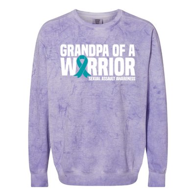 Grandpa Of A Warrior Sexual Assault Awareness Gift Colorblast Crewneck Sweatshirt