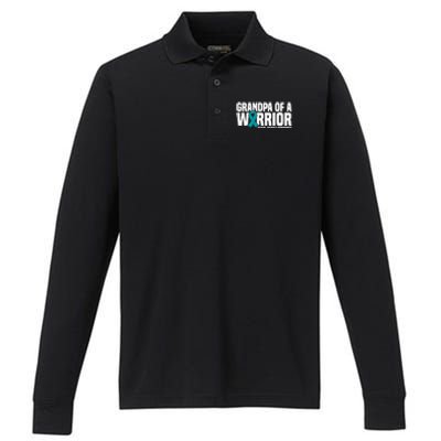 Grandpa Of A Warrior Sexual Assault Awareness Gift Performance Long Sleeve Polo