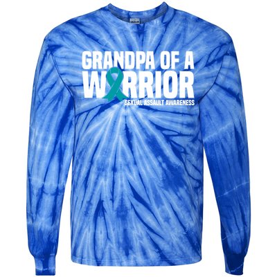 Grandpa Of A Warrior Sexual Assault Awareness Gift Tie-Dye Long Sleeve Shirt