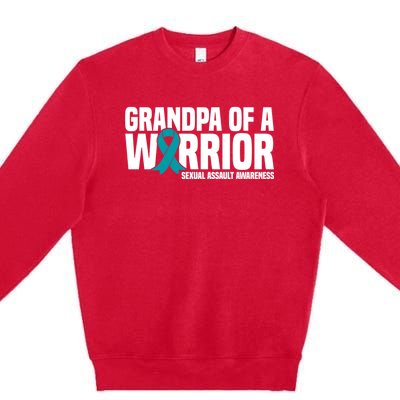 Grandpa Of A Warrior Sexual Assault Awareness Gift Premium Crewneck Sweatshirt