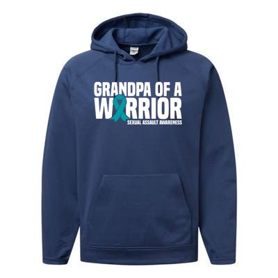 Grandpa Of A Warrior Sexual Assault Awareness Gift Performance Fleece Hoodie