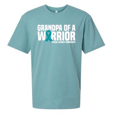 Grandpa Of A Warrior Sexual Assault Awareness Gift Sueded Cloud Jersey T-Shirt