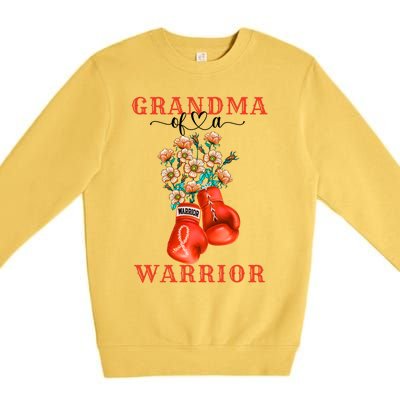 Grandma Of A Warrior Ney Cancer Awareness Support Squad Gift Premium Crewneck Sweatshirt