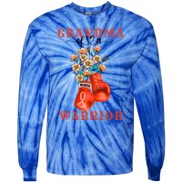 Grandma Of A Warrior Ney Cancer Awareness Support Squad Gift Tie-Dye Long Sleeve Shirt