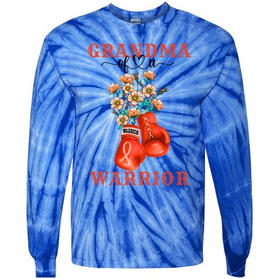 Grandma Of A Warrior Ney Cancer Awareness Support Squad Gift Tie-Dye Long Sleeve Shirt