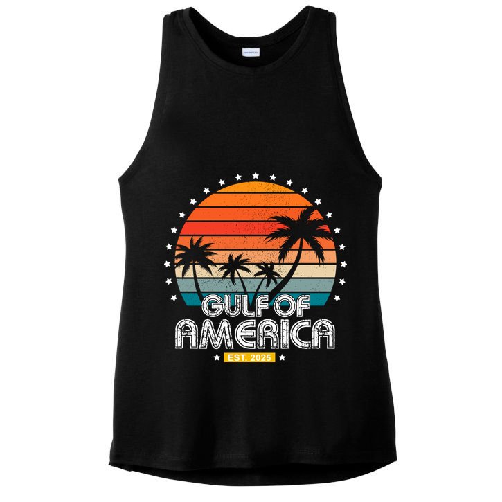 Gulf Of America President Trump Est 2025 Ladies PosiCharge Tri-Blend Wicking Tank
