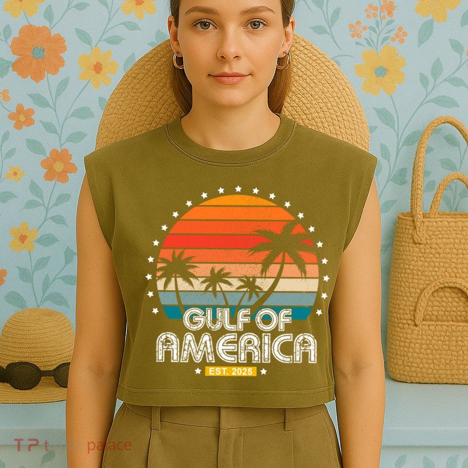 Gulf Of America President Trump Est 2025 Garment-Dyed Women's Muscle Tee