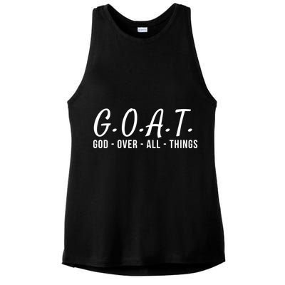 God Over All Things Christian Values G.O.A.T. Jesus Is Our Savior Holy Spirit Ladies PosiCharge Tri-Blend Wicking Tank