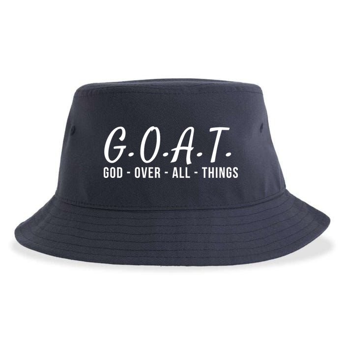 God Over All Things Christian Values G.O.A.T. Jesus Is Our Savior Holy Spirit Sustainable Bucket Hat