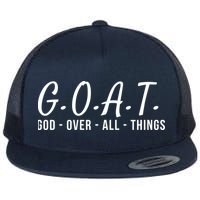 God Over All Things Christian Values G.O.A.T. Jesus Is Our Savior Holy Spirit Flat Bill Trucker Hat
