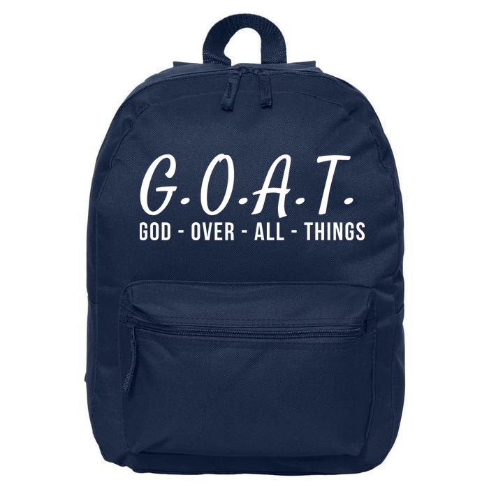 God Over All Things Christian Values G.O.A.T. Jesus Is Our Savior Holy Spirit 16 in Basic Backpack