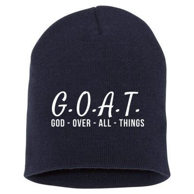 God Over All Things Christian Values G.O.A.T. Jesus Is Our Savior Holy Spirit Short Acrylic Beanie
