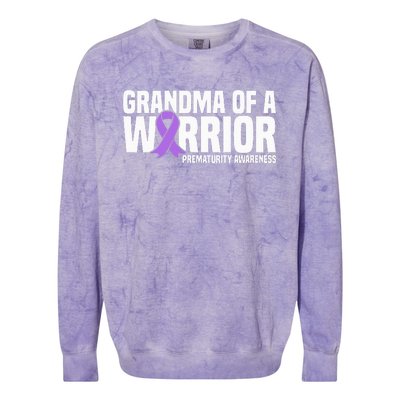 Grandma of a Warrior NICU Prematurity Awareness Colorblast Crewneck Sweatshirt