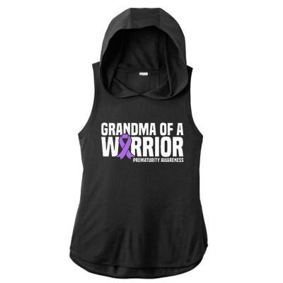 Grandma of a Warrior NICU Prematurity Awareness Ladies PosiCharge Tri-Blend Wicking Draft Hoodie Tank