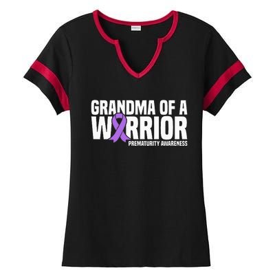 Grandma of a Warrior NICU Prematurity Awareness Ladies Halftime Notch Neck Tee