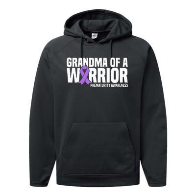 Grandma of a Warrior NICU Prematurity Awareness Performance Fleece Hoodie