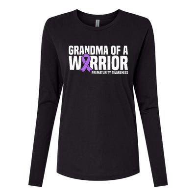 Grandma of a Warrior NICU Prematurity Awareness Womens Cotton Relaxed Long Sleeve T-Shirt