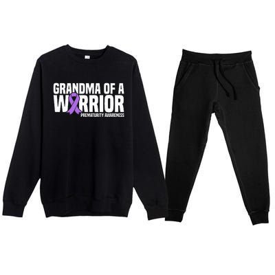 Grandma of a Warrior NICU Prematurity Awareness Premium Crewneck Sweatsuit Set