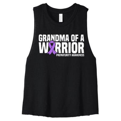 Grandma of a Warrior NICU Prematurity Awareness Women's Racerback Cropped Tank