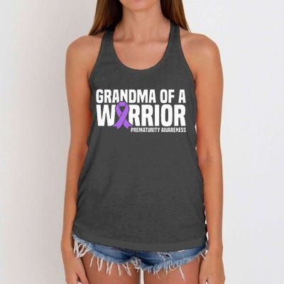 Grandma of a Warrior NICU Prematurity Awareness Women's Knotted Racerback Tank