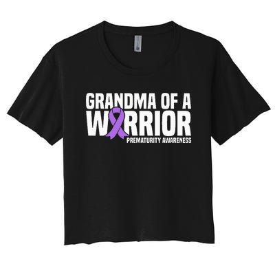 Grandma of a Warrior NICU Prematurity Awareness Women's Crop Top Tee