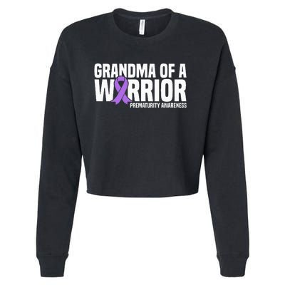 Grandma of a Warrior NICU Prematurity Awareness Cropped Pullover Crew