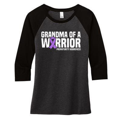 Grandma of a Warrior NICU Prematurity Awareness Women's Tri-Blend 3/4-Sleeve Raglan Shirt