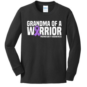 Grandma of a Warrior NICU Prematurity Awareness Kids Long Sleeve Shirt