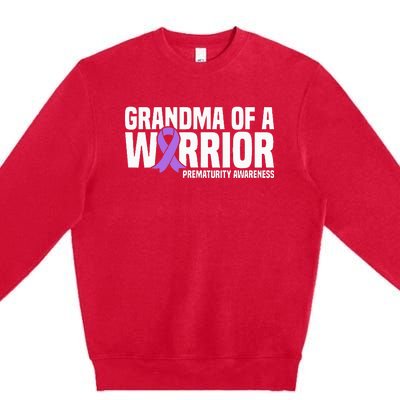 Grandma of a Warrior NICU Prematurity Awareness Premium Crewneck Sweatshirt