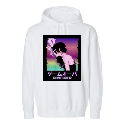 Game Over Anime Garment-Dyed Fleece Hoodie