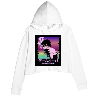 Game Over Anime Crop Fleece Hoodie
