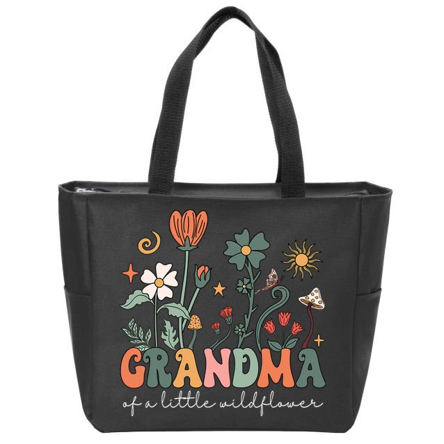 Grandma Of A Little Wildflower Family Matching Zip Tote Bag
